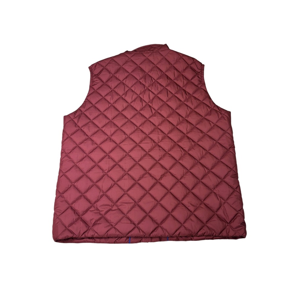 Brooks‎ Brothers Mens XL Quilted Vest Burgundy Thermore Plaid Lined Full Zip - Picture 4 of 7
